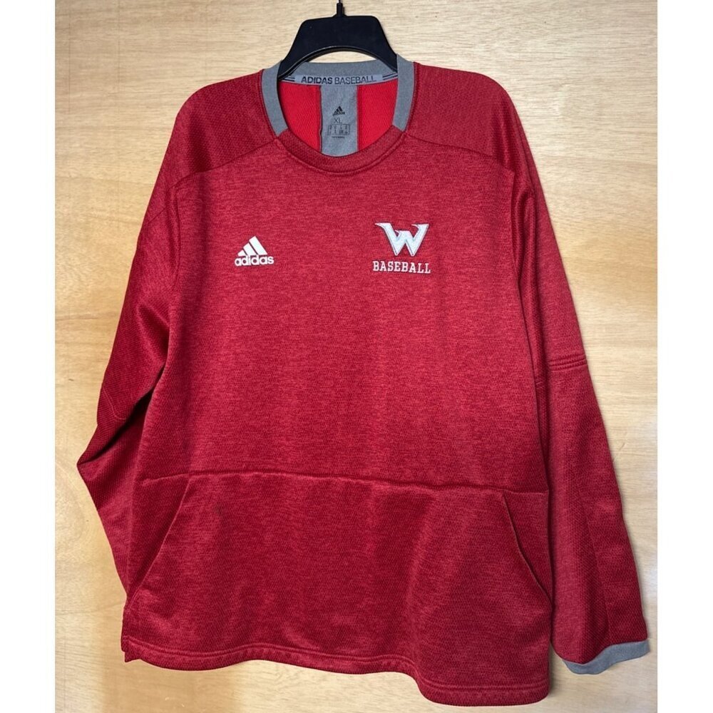 Adidas Men’s XL Red Baseball Pullover Kangaroo Pocket Athletic Streetwear Y2k